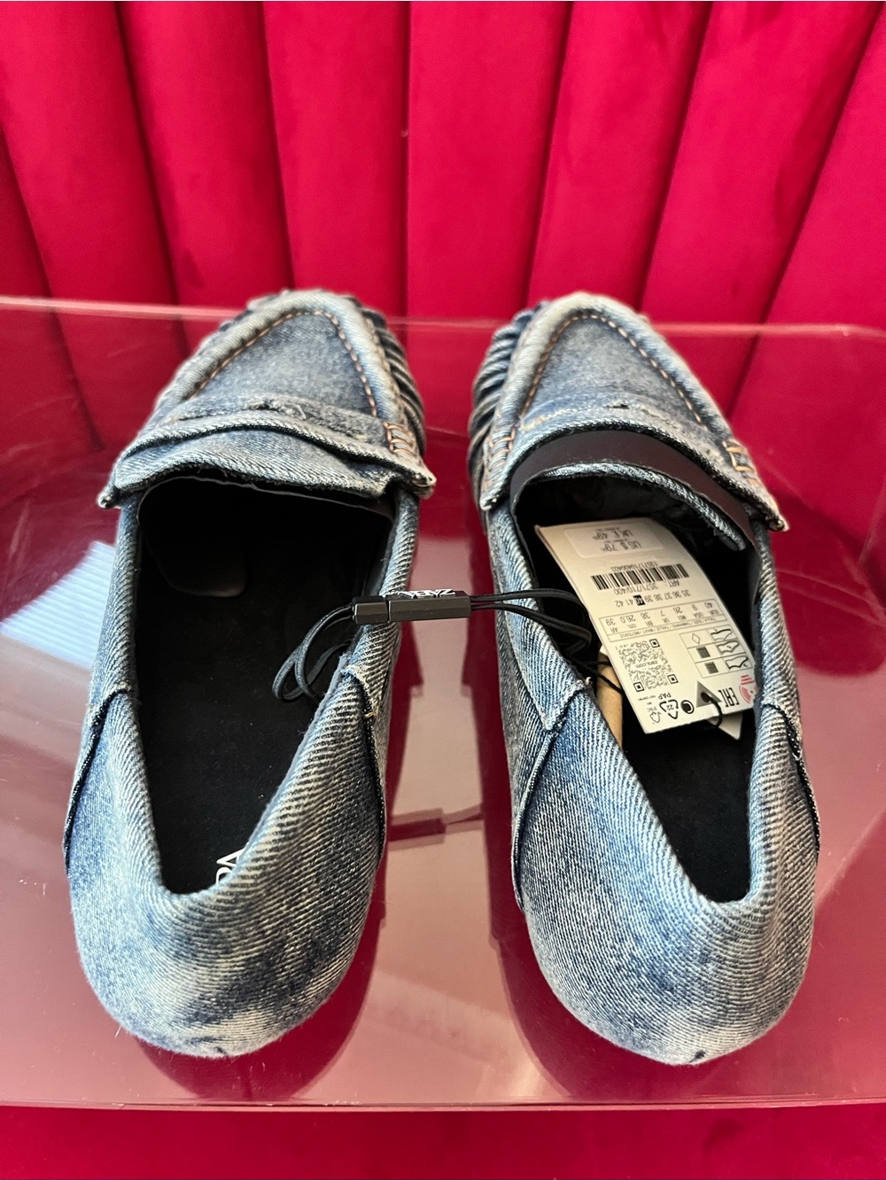 NWT ZARA DENIM EFFECT LOAFERS - Picture 6 of 16